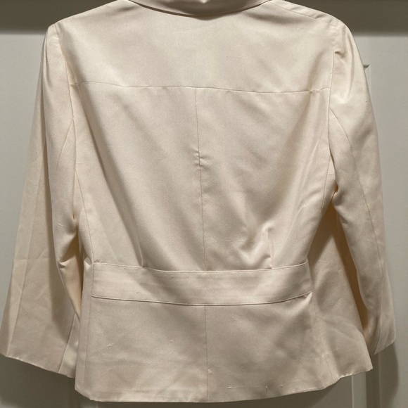 Lauren Ralph Lauren Silk Blazer Cream Double Beasted 2 Small Ink Spots In Front - Picture 2 of 4